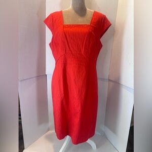 Adrianna Papell Red Square-Neck Midi Dress